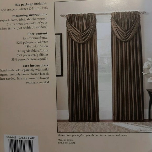 Peri Argentina crescent valance  chocolate (1 valance) - Picture 12 of 14